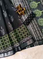 Linen Cotton Black Casual Wear Printed Saree